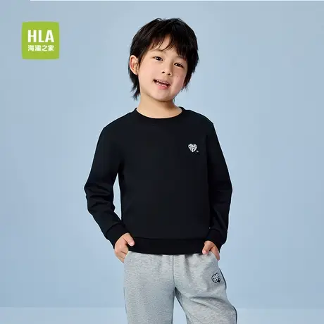 HLA/海澜之家圆领卫衣25春秋新小落肩柔软舒适易搭上衣男女童装商品大图