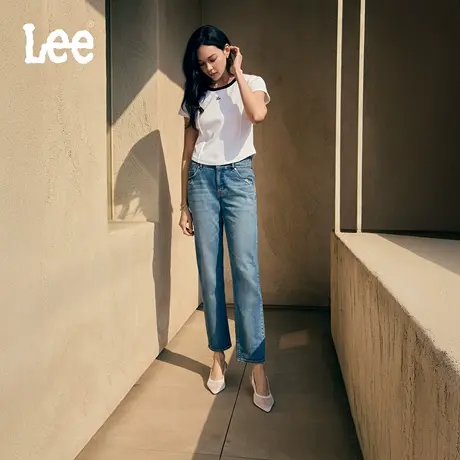 【张凌赫代言】Lee商场款25秋新美颜牛仔422修身中腰直脚女牛仔裤商品大图
