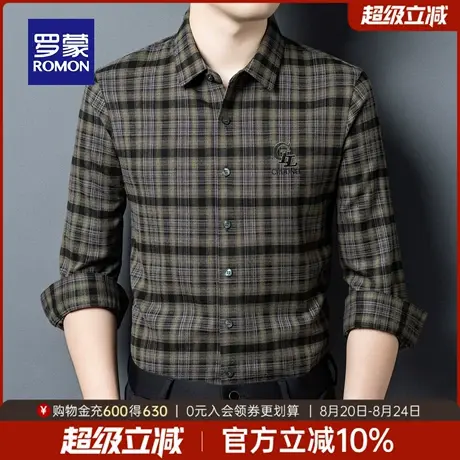 罗蒙男士日常休闲工装衬衫2025秋季新款中老年时尚潮流长袖衬衣男商品大图