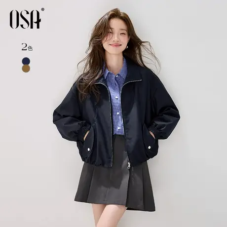 【飞行夹克】OSA欧莎工装风短外套女秋季新款休闲慵懒风夹克上衣图片