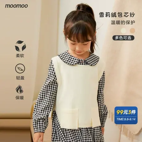 美特斯邦威童装女童设计感毛背心秋冬秋儿童甜美保暖口袋毛织背心商品大图