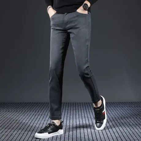 高端九分牛仔裤男修身小脚裤秋冬款2023新款弹力休闲男士裤子秋季图片