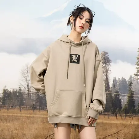 yep连帽美式复古卫衣女春秋oversize小众外套女士上衣外套加厚潮商品大图