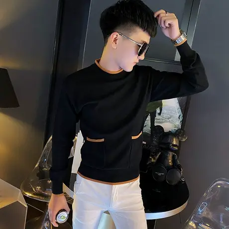 秋季男士毛衣针织衫线衣修身套头长袖潮流网红潮牌ins帅气打底衫商品大图