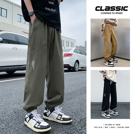 2024新款美式工装裤子男款春秋季纯棉潮牌束脚裤休闲长裤大码宽松商品大图