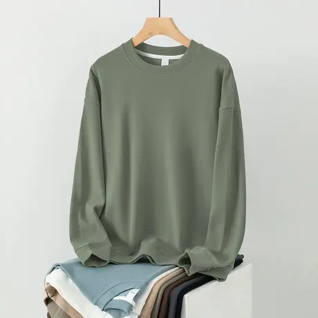 350g重磅男士卫衣春秋季宽松潮流百搭圆领长袖t恤无帽衫套头上衣商品大图