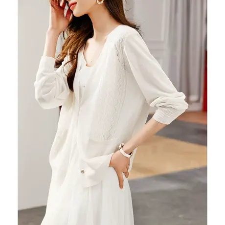 时尚气质淑女针织开衫2023年夏季新款女士简约宽松显瘦通勤上衣商品大图