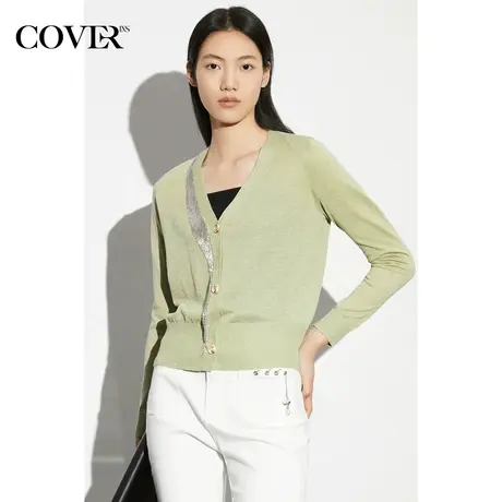 COVER夏季轻薄钻石纱闪葱重工针织开衫商品大图
