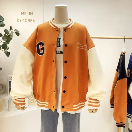 韩国东大门外套2021秋季新款运动休闲立领开衫卫衣棒球服夹克大码图片