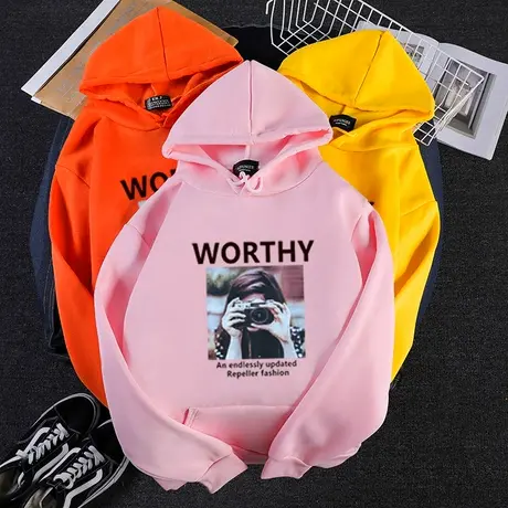 超火cec连帽拉链卫衣女2024秋冬加绒加厚韩版ins宽松bf慵懒风外套图片