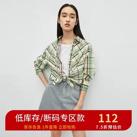 伊芙丽新品衬衫年春秋新款格纹薄款女士上衣女衬衣1B4922571🎬商品大图