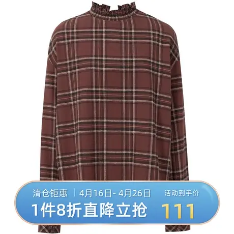 诗凡黎21年春秋新品复古格纹时尚休闲衬衫女7BC120281商品大图