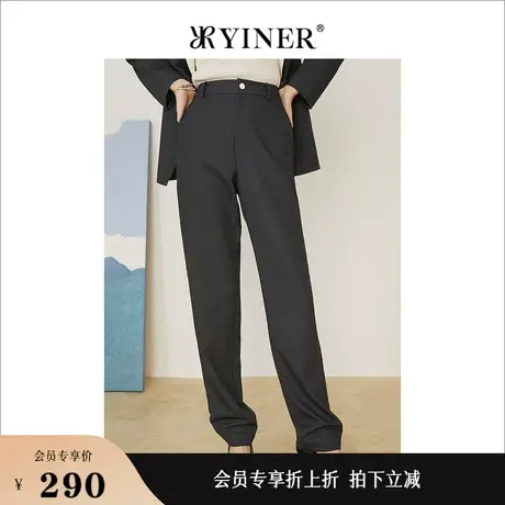 YINER音儿线上专选女装春季高腰竖条纹西装裤休闲裤图片