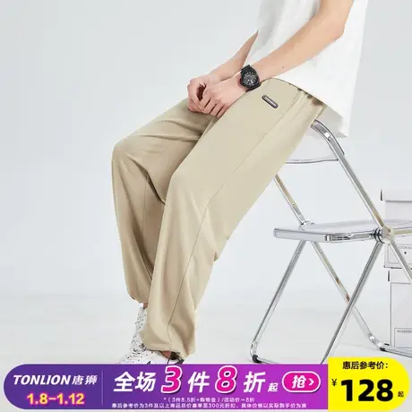 唐狮2024春夏男休闲裤冰丝薄款运动潮牌宽松休闲束脚长裤子男款商品大图