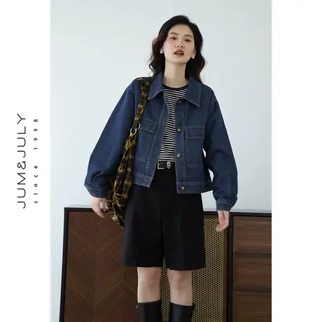 嘉茱莉2025新款初秋短款牛仔外套女小个子休闲上衣宽松夹克外套商品大图