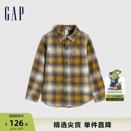 Gap男幼童秋季柔软纯棉法兰绒翻领长袖衬衫儿童装洋气上衣779283商品大图
