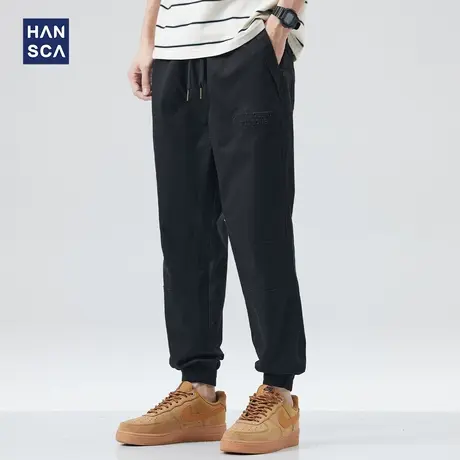 hansca工装休闲裤男夏季薄款潮牌宽松大码水洗弹力锥形束脚长裤子商品大图