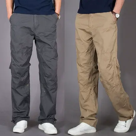 男士休闲裤春秋款多袋耐磨工装裤大码宽松春季厚款户外直筒男裤子商品大图