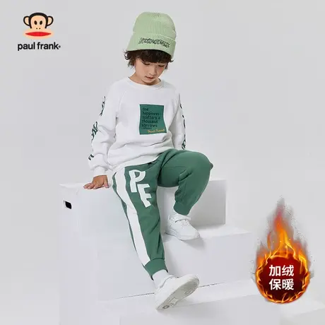 大嘴猴童装男童卫衣加绒套装2023秋冬新款中大童套头保暖两件商品大图