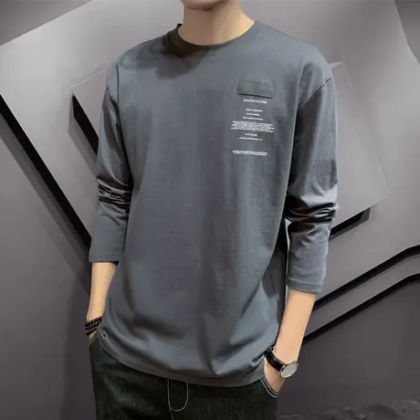 男士长袖t恤秋冬棉感内衬打底衫男装秋装内搭上衣潮流外穿秋衣服商品大图