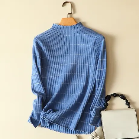 半高领毛衣打底衫女秋冬装2022年新款内搭长袖上衣百搭宽松针织衫商品大图