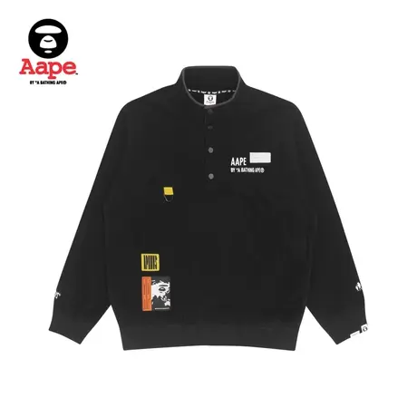 Aape旗舰店男装秋冬字母印花经典纯色刺绣摁扣休闲卫衣3812XXH商品大图