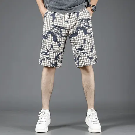 2023新款休闲短裤男款夏季宽松潮流五分裤薄款印花时尚中裤男松紧商品大图