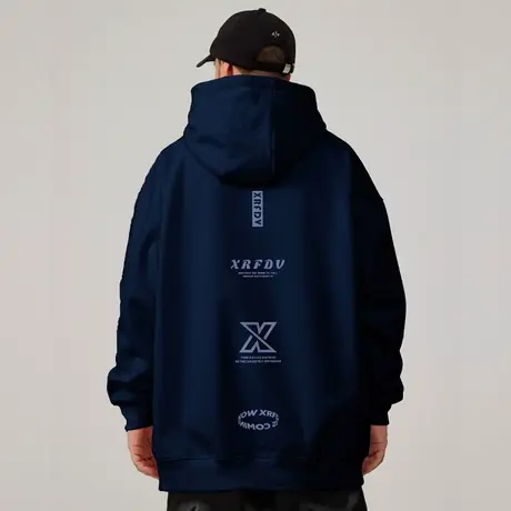 oversize港风连帽卫衣潮牌大码男装春秋冬季加绒嘻哈胖子男生外套图片