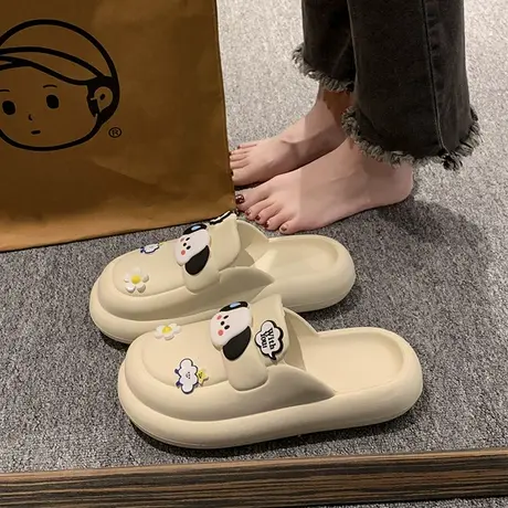包头半拖鞋女夏外穿孕妇护士软底丑萌大头面包卡通小狗沙滩凉拖鞋图片