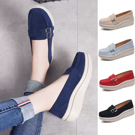 鞋子女2023新款厚底浅口增高单鞋韩版休闲松糕摇摇鞋老北京布鞋秋图片