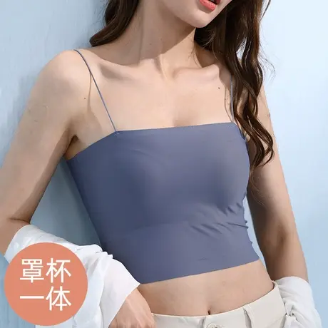 冰丝吊带背心女内搭带胸垫一体美背内衣打底上衣设计感小众夏外穿商品大图