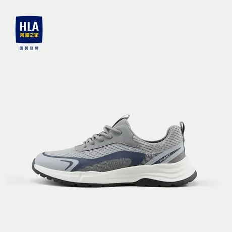 HLA/海澜之家撞色系带休闲鞋2024新款平跟透气网面轻便运动鞋子男商品大图