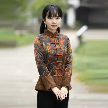 筠雅唐装女中国风改良旗袍上衣收腰显瘦复古时尚新中式女装22R837商品大图