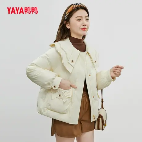 鸭鸭羽绒服女款2023年秋冬新品短款翻领时尚休闲保暖外套C图片