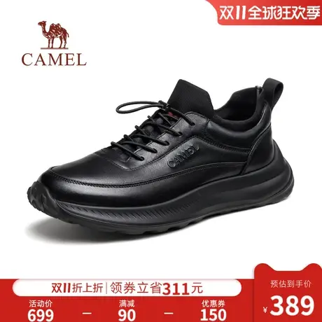 骆驼男鞋2023秋冬新款牛皮免系一脚蹬套脚男士商务运动休闲皮鞋商品大图