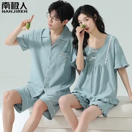 情侣睡衣夏季 纯棉 夏款男士女款2024新款短袖韩范套装家居服夏天商品大图