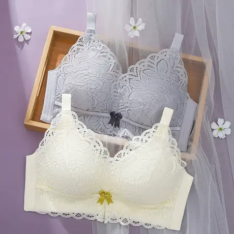内衣女大胸显小夏季无钢圈聚拢收副乳防下垂缩胸超薄款大码文胸罩商品大图