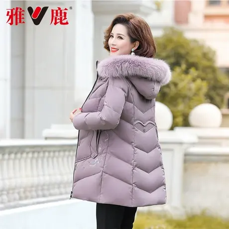 yaloo/雅鹿中老年人妈妈羽绒服女款新款中长款奶奶装冬季保暖外套图片