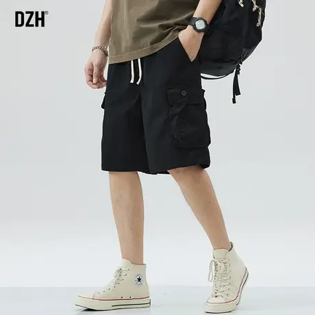 男士工装裤短裤男夏季薄款黑色裤子直筒宽松休闲裤2023新款五分裤商品大图