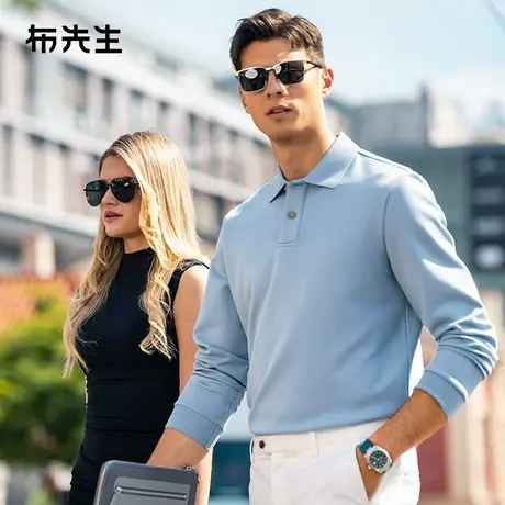 MrBu布先生一片式翻领长袖Polo衫2025春字母标商务男装BT15389商品大图