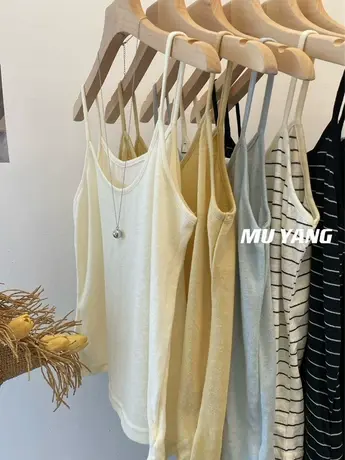 好舒呼~软绵绵的竹节棉吊带 温柔调百搭内搭打底背心 夏季女上衣图片