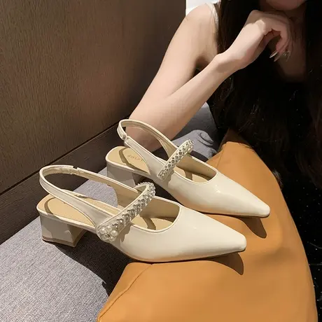 2025新款包头凉鞋女夏季外穿时尚高级感尖头细跟配裙子玛丽珍女鞋商品大图