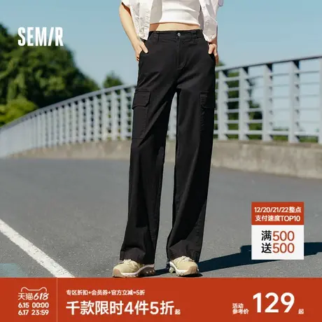 森马休闲裤女高街盐系工装裤百搭ins潮秋显瘦阔腿裤女生简约潮酷商品大图