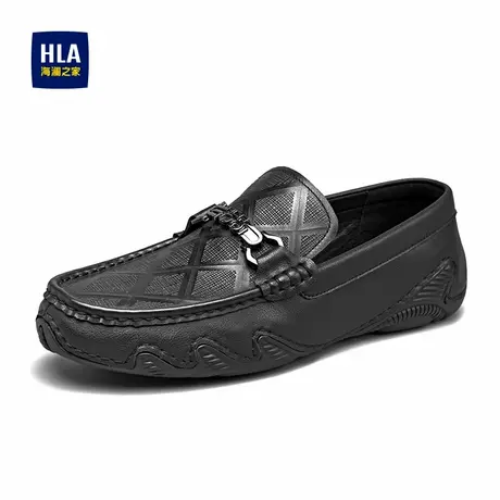 HLA/海澜之家男鞋新款春季时尚真皮软底乐福鞋舒适休闲套脚皮鞋图片