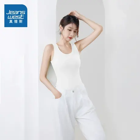 KF真维斯女装2025夏季新款美式cleanfit百搭纯色胸垫新款女装背心商品大图