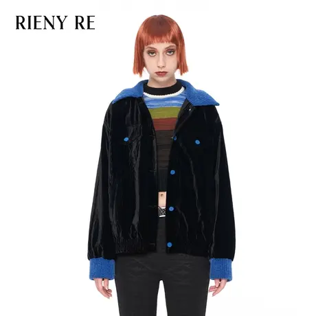 RIENYRE外套女2023秋冬新款宽松高级感保暖黑色oversize棉服棉衣图片