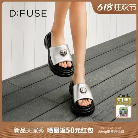 Dfuse迪芙斯2025夏季新款轻盈拖鞋增高厚底鼓棉外穿时尚凉拖商品大图