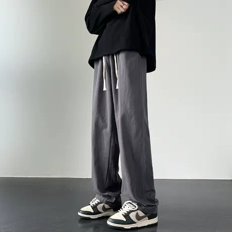 休闲裤男宽松直筒男裤2023春秋季新款高街阔腿工装长裤子男款大码商品大图