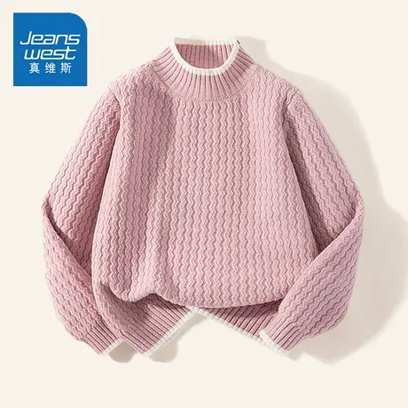 真维斯儿童毛衣2024新款针织打底衫宝宝冬季长袖上衣加厚女童上衣商品大图