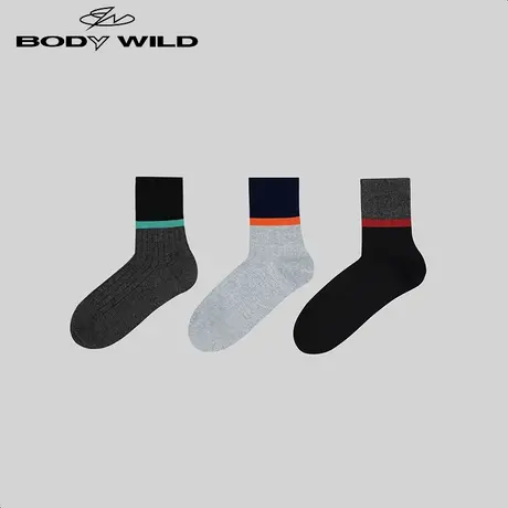 BODYWILD袜子情侣棉质男生休闲高弹力男士百搭运动中筒袜ZBN94SA4图片